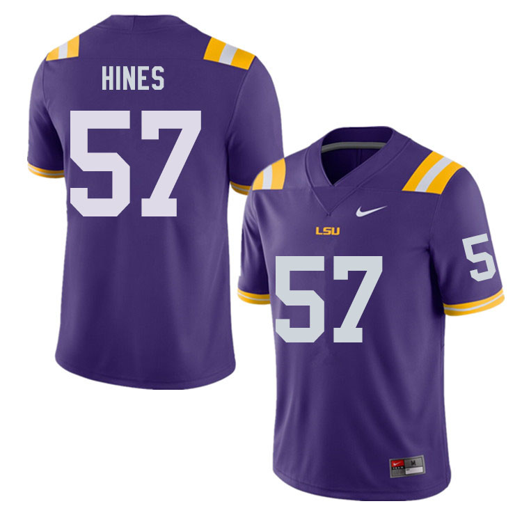 Men #57 Chasen Hines LSU Tigers College Football Jerseys Sale-Purple